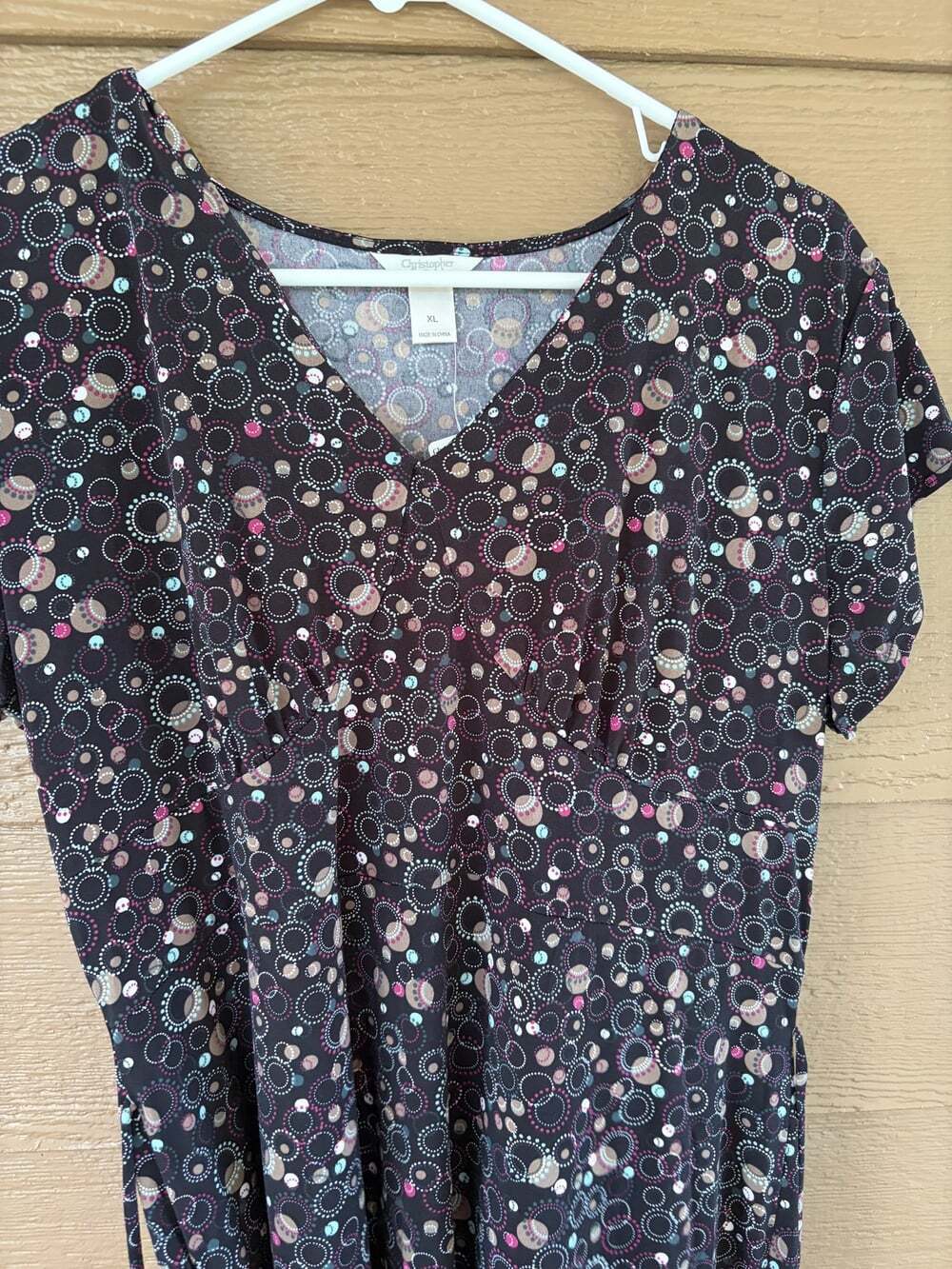 Christopher & Banks XL Black Multicolour Circle Print Dress - Picture 3 of 8